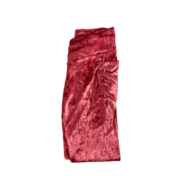 Fabletics Leggings Crossover Crushed Velour Red High Rise Women XXS Athleisure - Picture 9 of 11